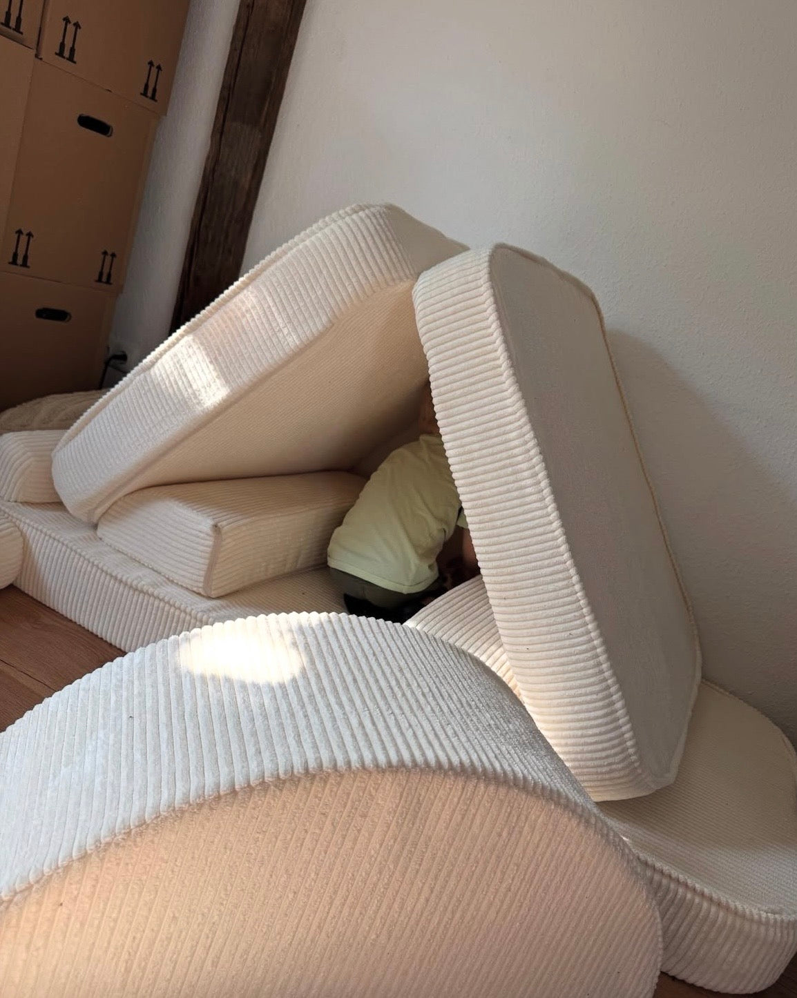 Canapé de jeu modulable Pocket 120cm en velours Corduroy à larges côtes Aesthetic | 12 Pièces