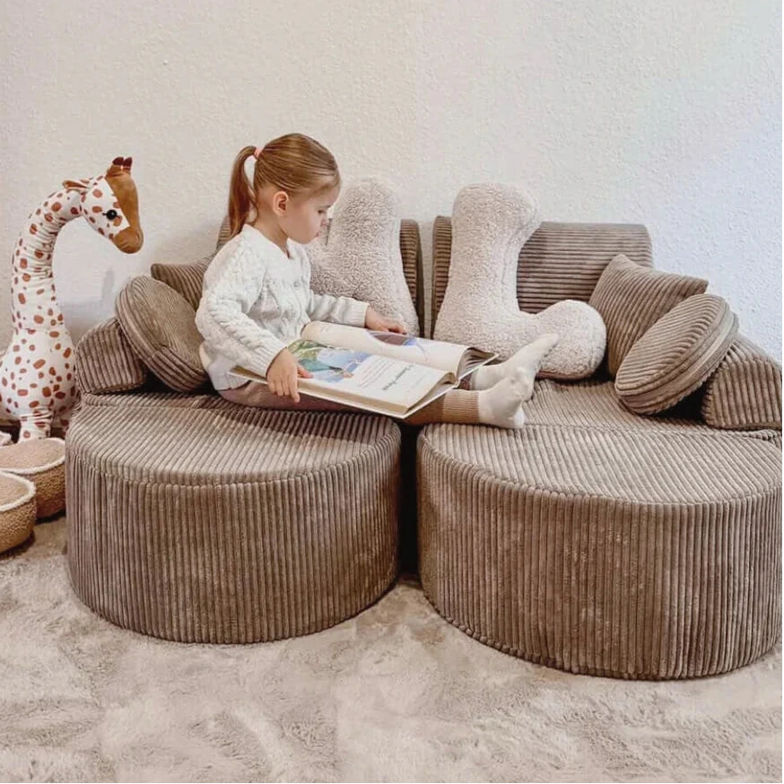 Canapé de jeu modulable Pocket 120cm en velours Corduroy à larges côtes Aesthetic | 12 Pièces