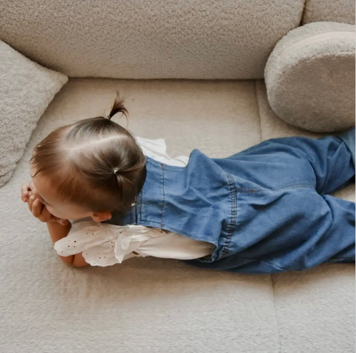 Canapé de jeu modulable Premium 160cm en tissu texturé bouclé | 10 Pièces