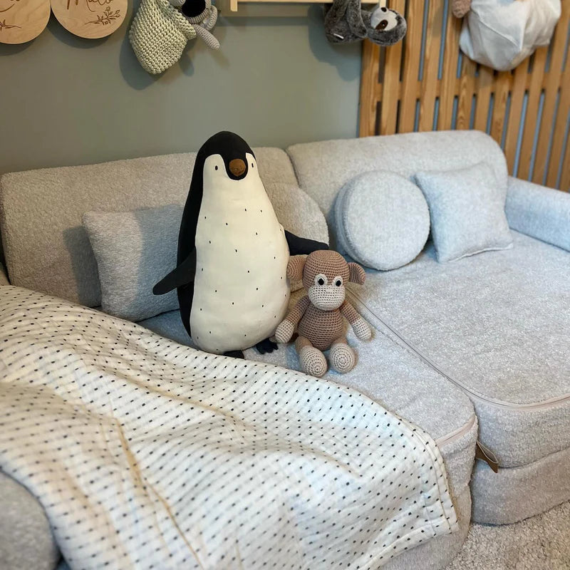 Canapé de jeu modulable Premium 160cm en tissu texturé bouclé | 10 Pièces