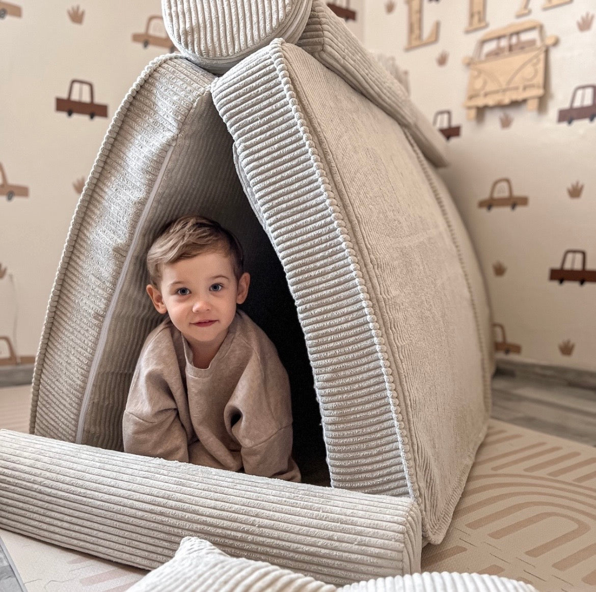 Canapé de jeu modulable Premium 160cm en velours Corduroy à larges côtes Aesthetic | 10 Pièces