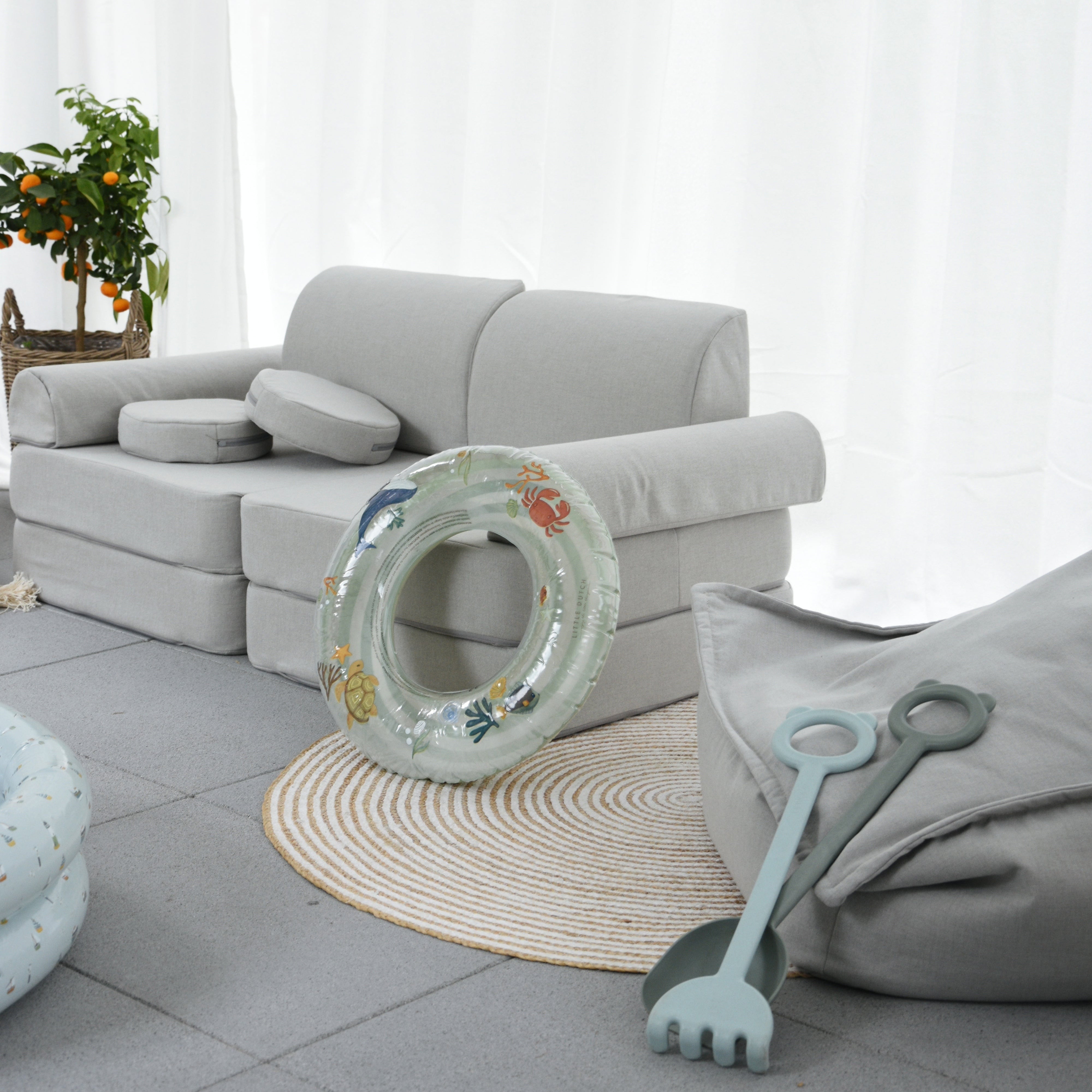 Canapé de jeu modulable Pocket 120cm en toile déperlante et résistante aux UV Outzy | 6 Pièces