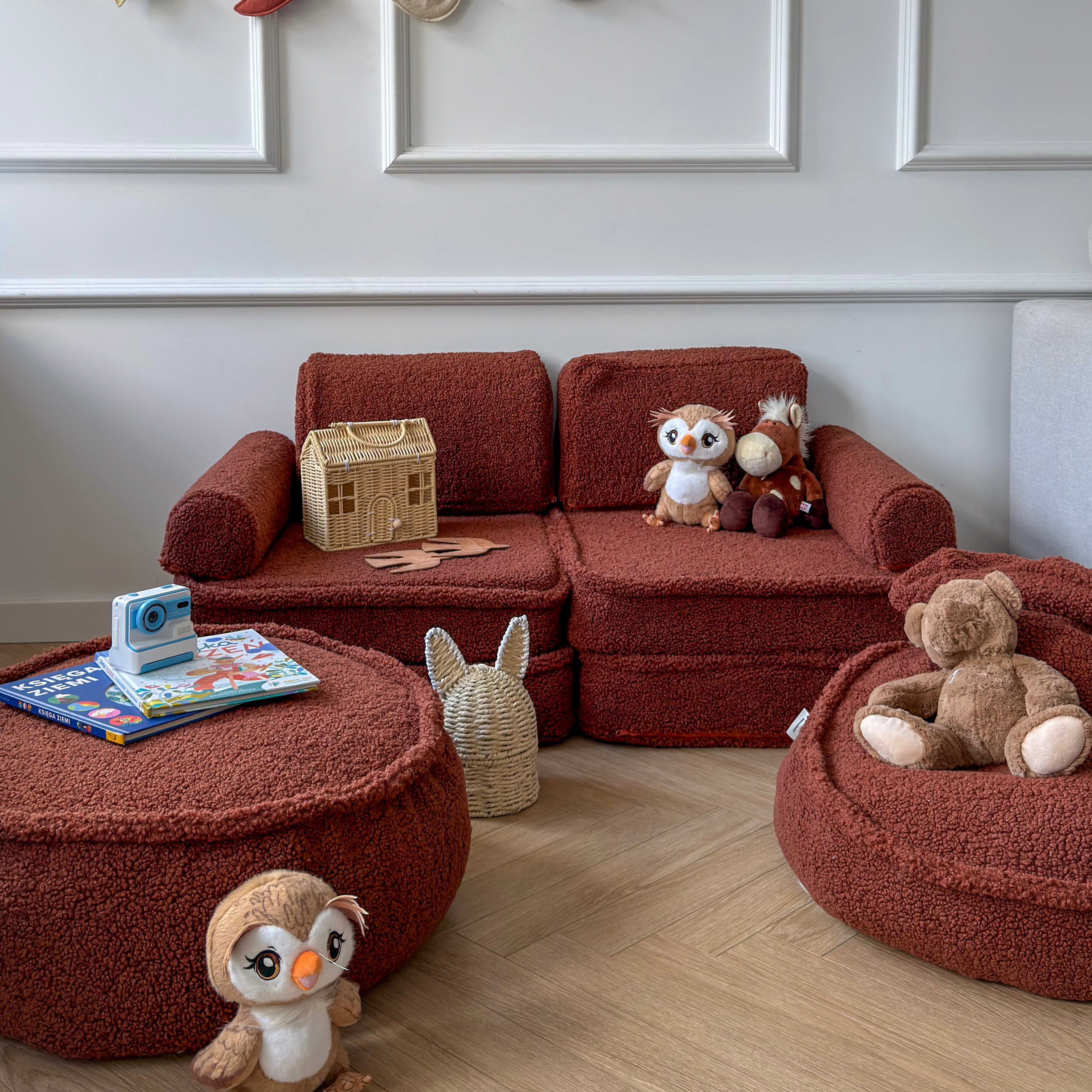 Canapé de jeu modulable Pocket 120cm en peluche Bearly | 10 Pièces