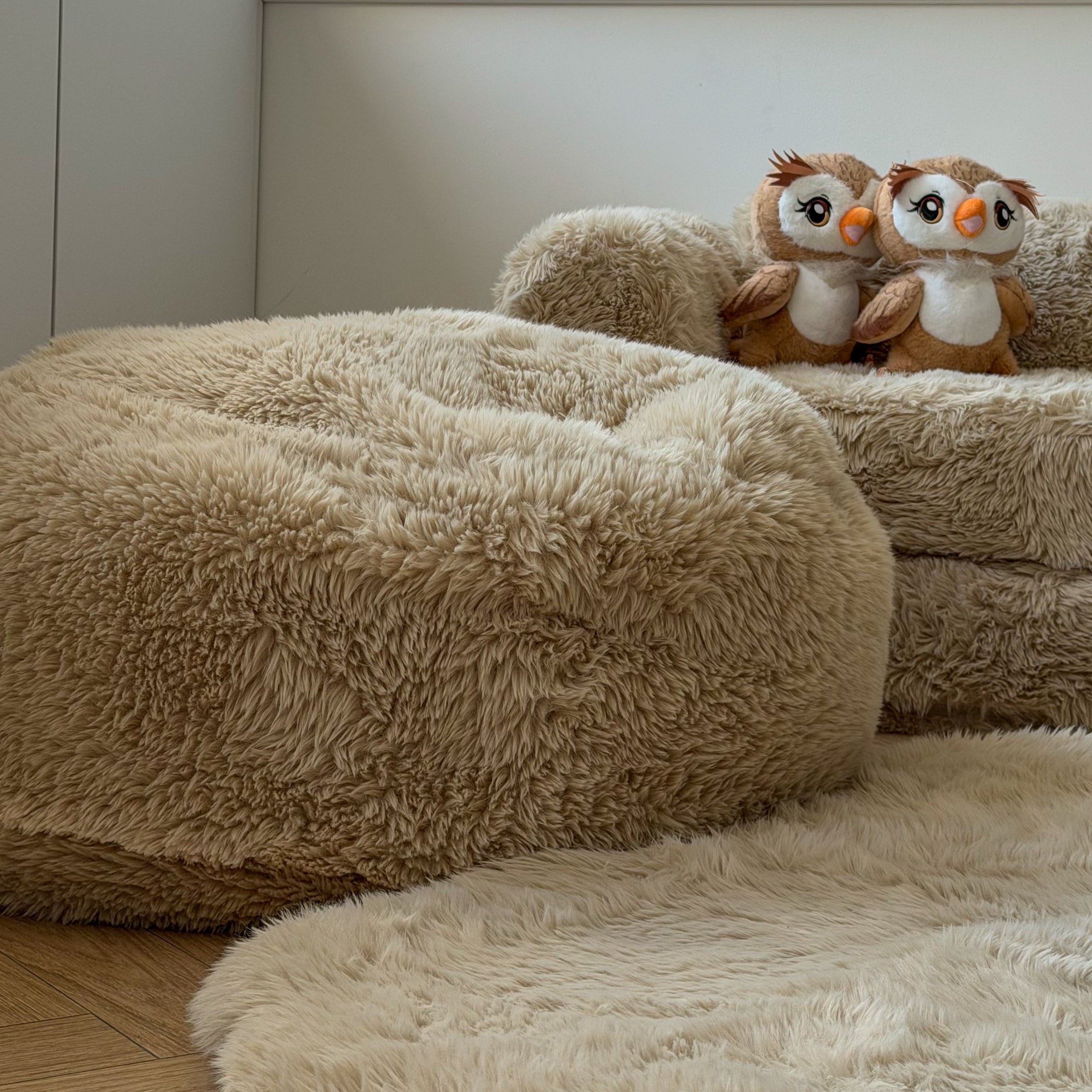 Coussin de sol rond en fourrure Mammouth