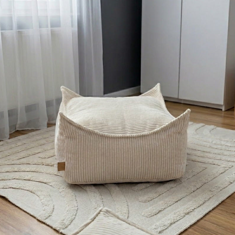 Coussin de sol carré en velours Corduroy à larges côtes Aesthetic