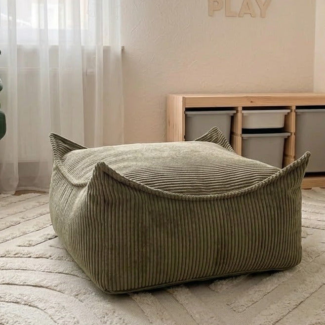 Coussin de sol carré en velours Corduroy à larges côtes Aesthetic