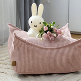 Coussin de sol carré en velours Corduroy à larges côtes Aesthetic