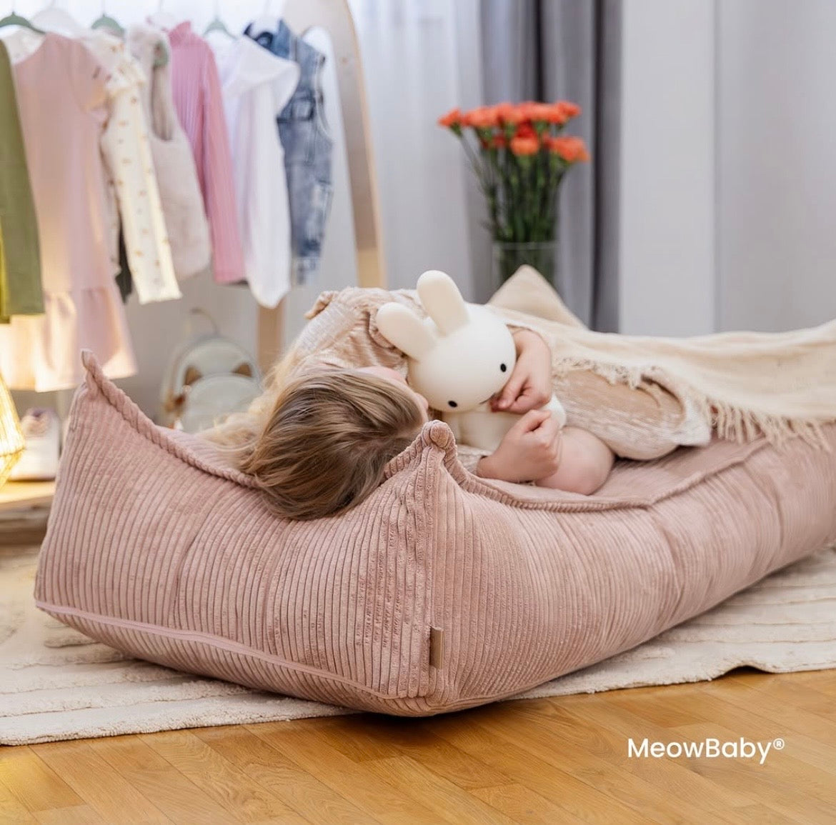 Coussin de sol rectangle en velours Corduroy à larges côtes Aesthetic