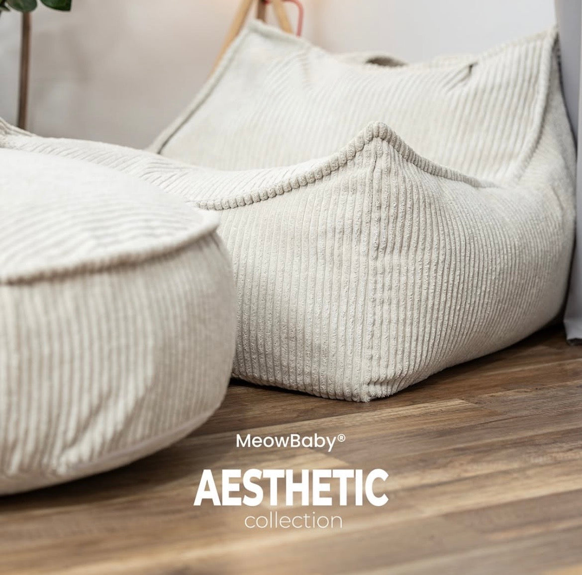 Coussin de sol rond en velours Corduroy à larges côtes Aesthetic