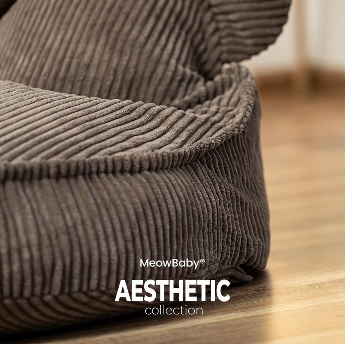 Coussin de sol rond en velours Corduroy à larges côtes Aesthetic