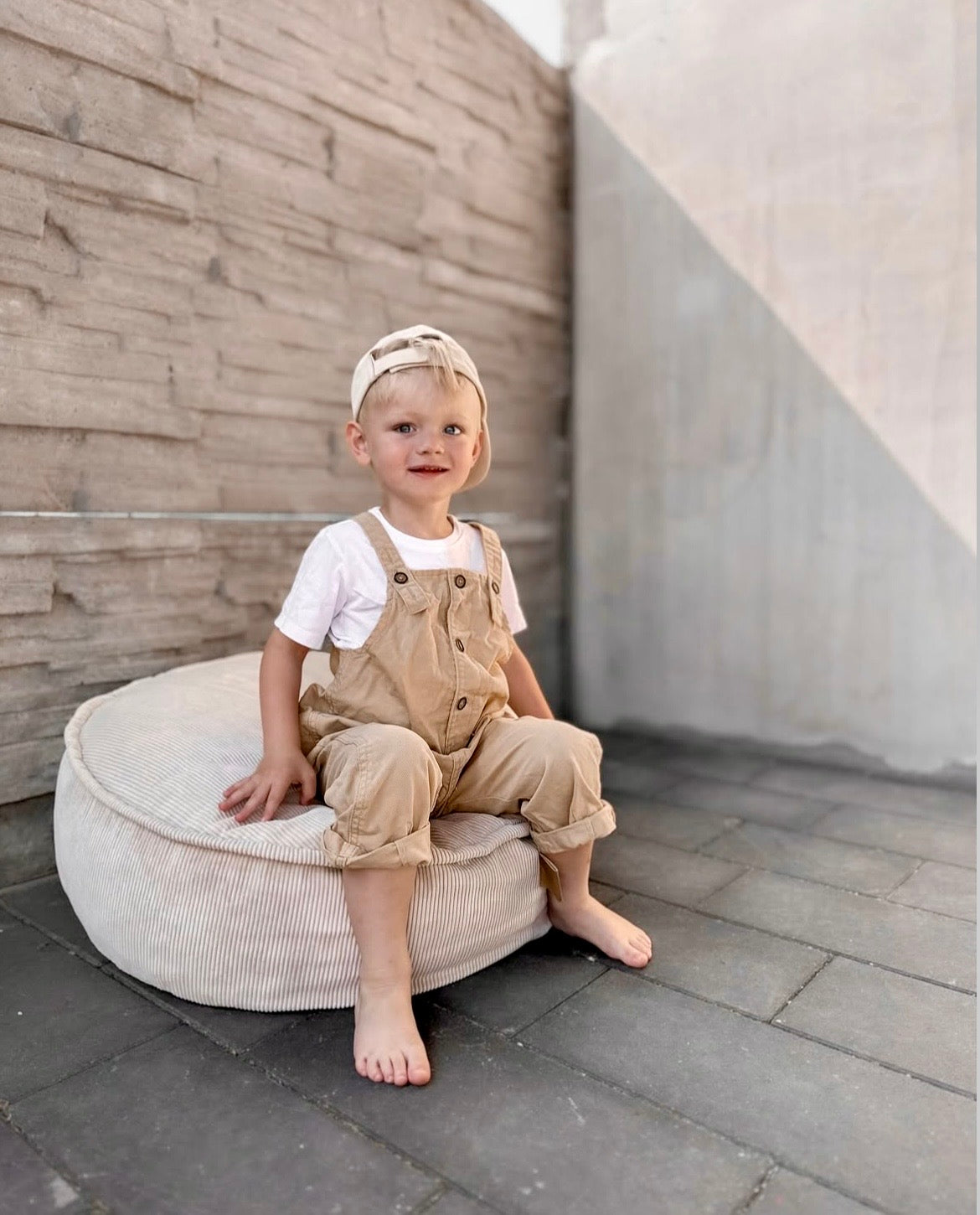 Coussin de sol rond en velours Corduroy à fines côtes Slimcord