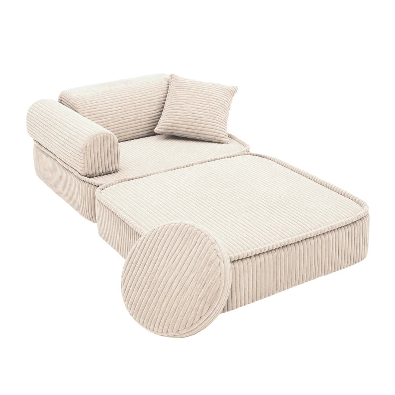 Fauteuil modulable Pocket 60cm en velours Corduroy à larges côtes Aesthetic | 5 Pièces