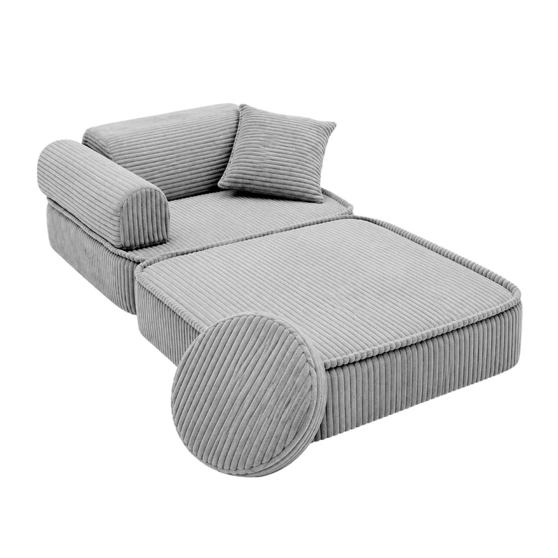 Fauteuil modulable Pocket 60cm en velours Corduroy à larges côtes Aesthetic | 5 Pièces
