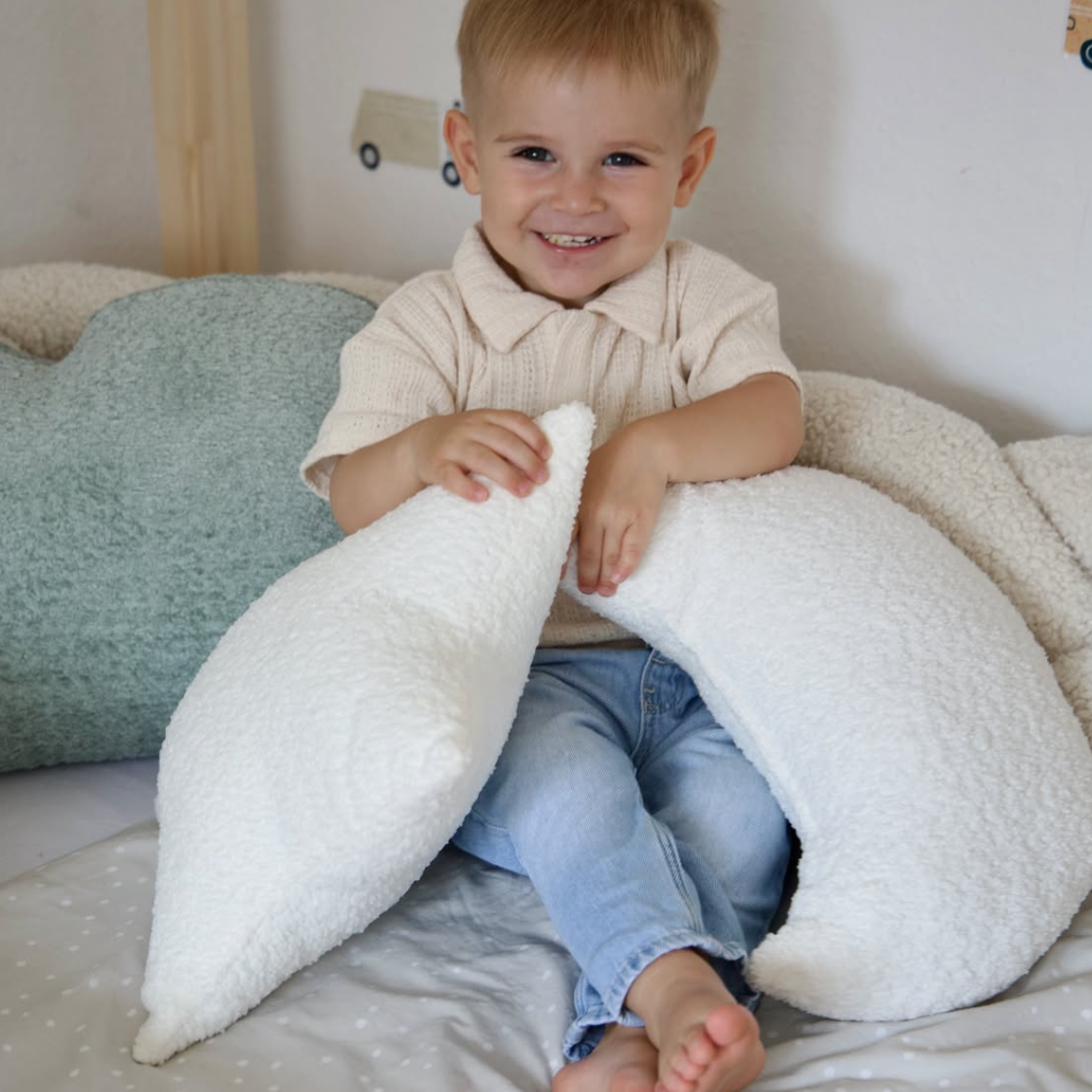 Grand coussin Lune en tissu texturé bouclé