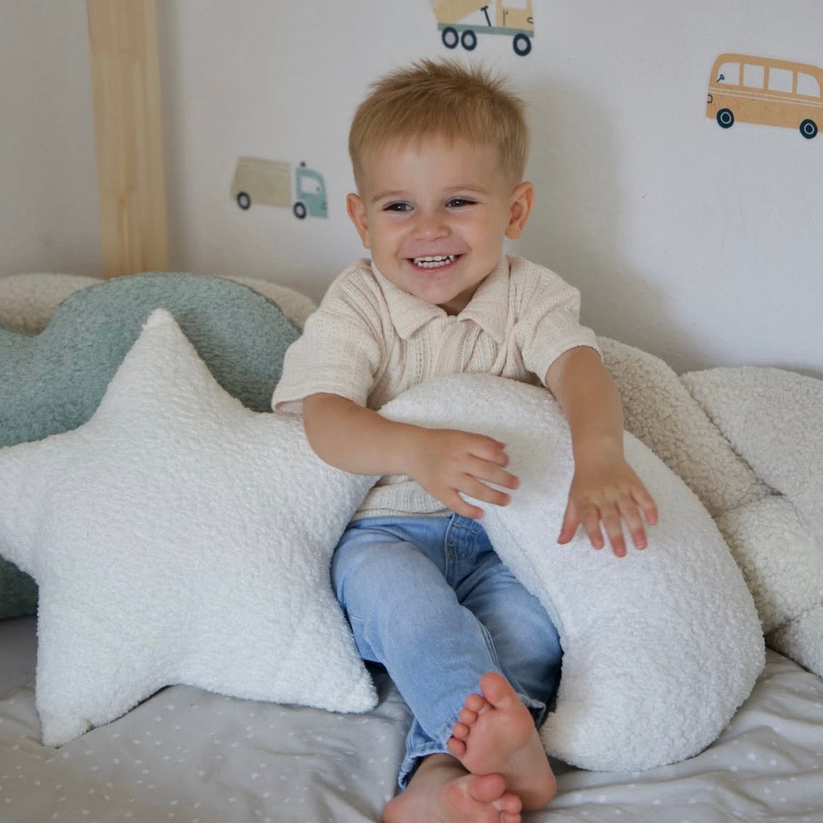 Grand coussin Étoile en tissu texturé bouclé