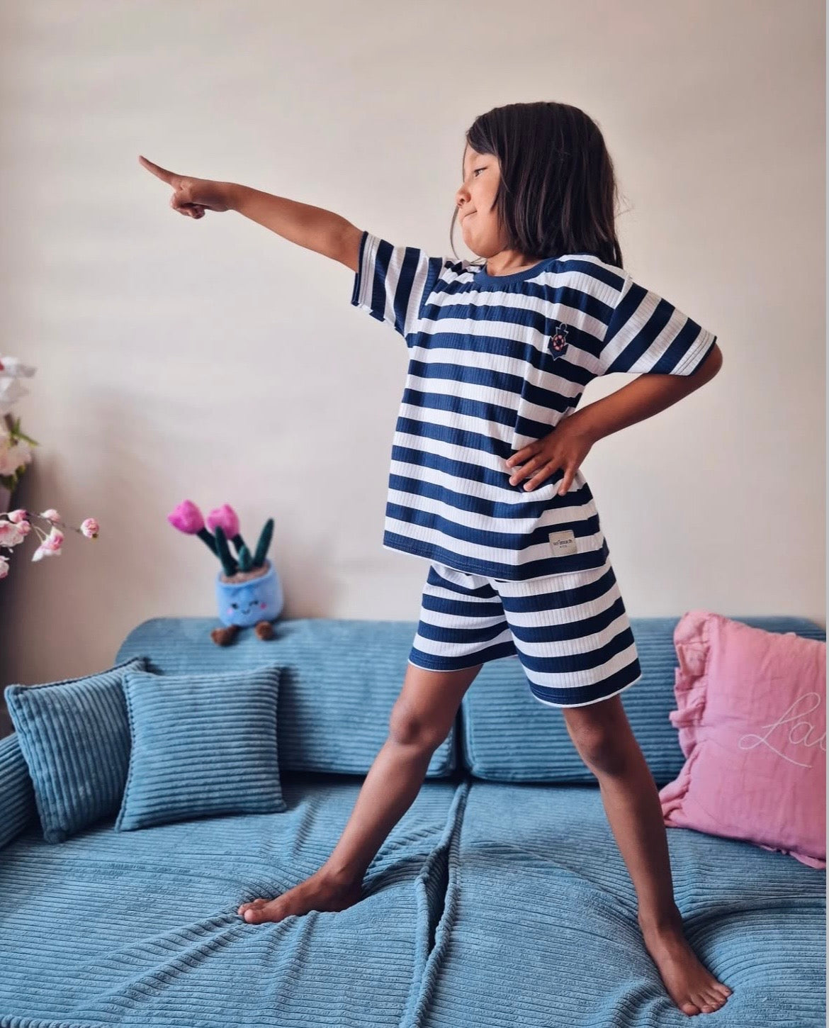 Canapé de jeu modulable Premium 160cm en velours Corduroy à larges côtes Aesthetic | 10 Pièces