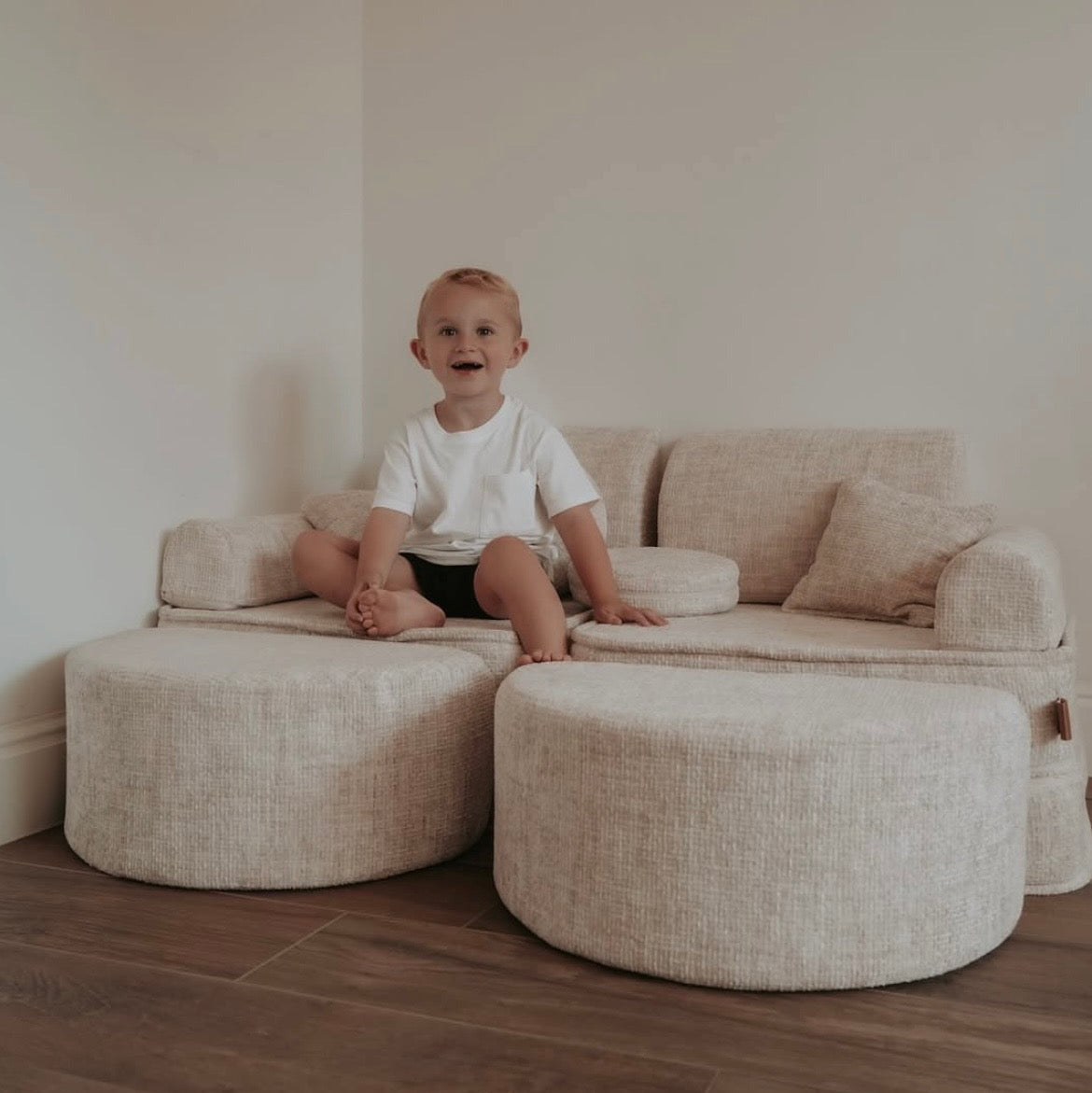 Canapé de jeu modulable Pocket 120cm en tweed Tangle | 12 Pièces