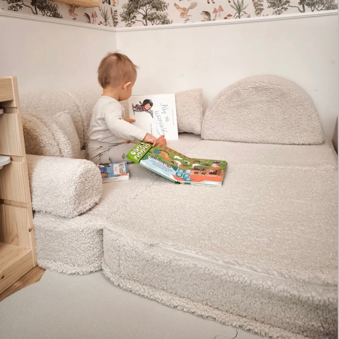 Canapé de jeu modulable Pocket 120cm en peluche Bearly | 12 Pièces