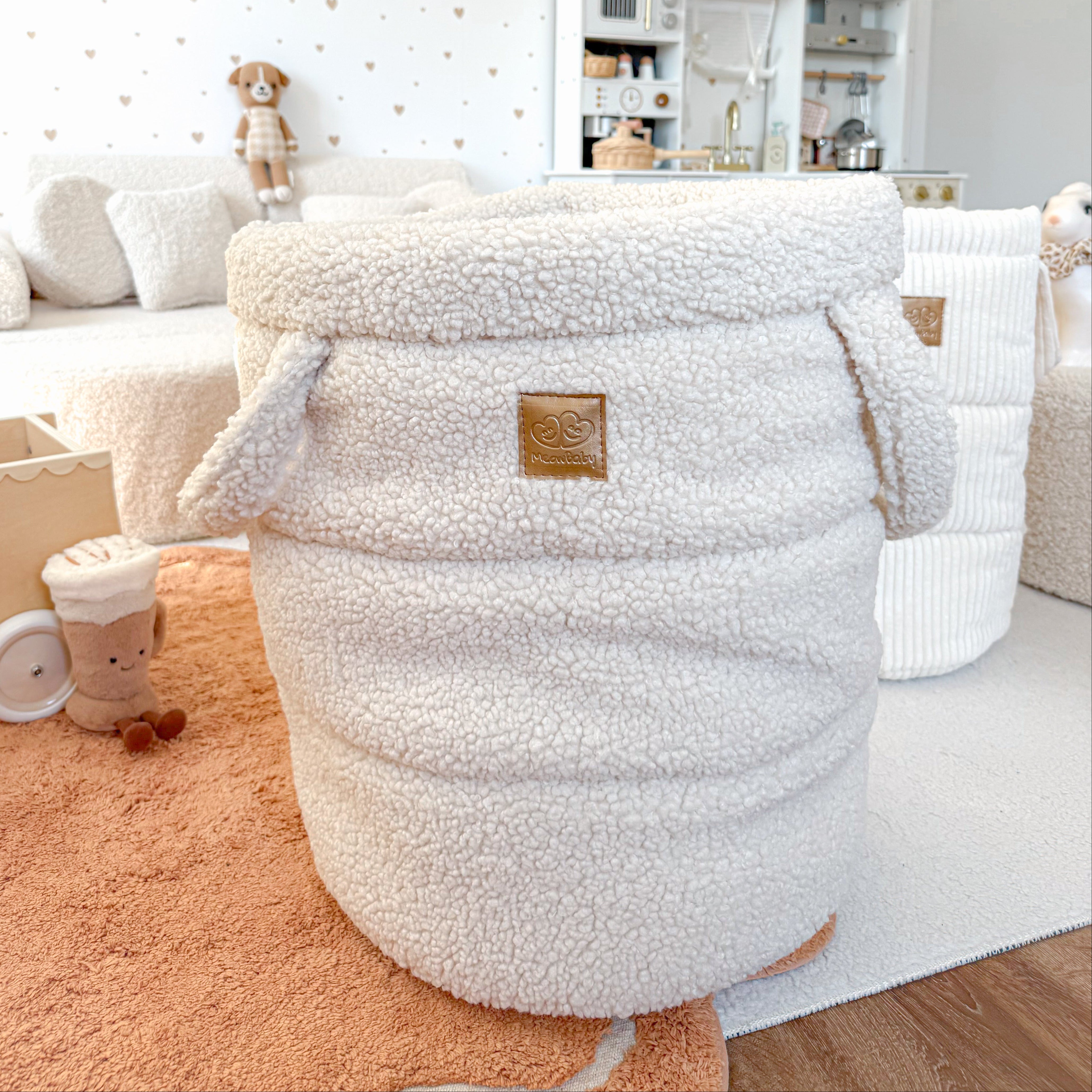 Panier de rangement 50cm en peluche Bearly