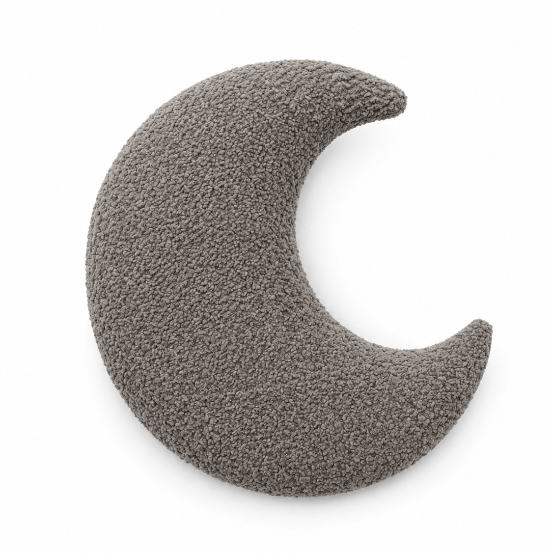 Grand coussin Lune en tissu texturé bouclé