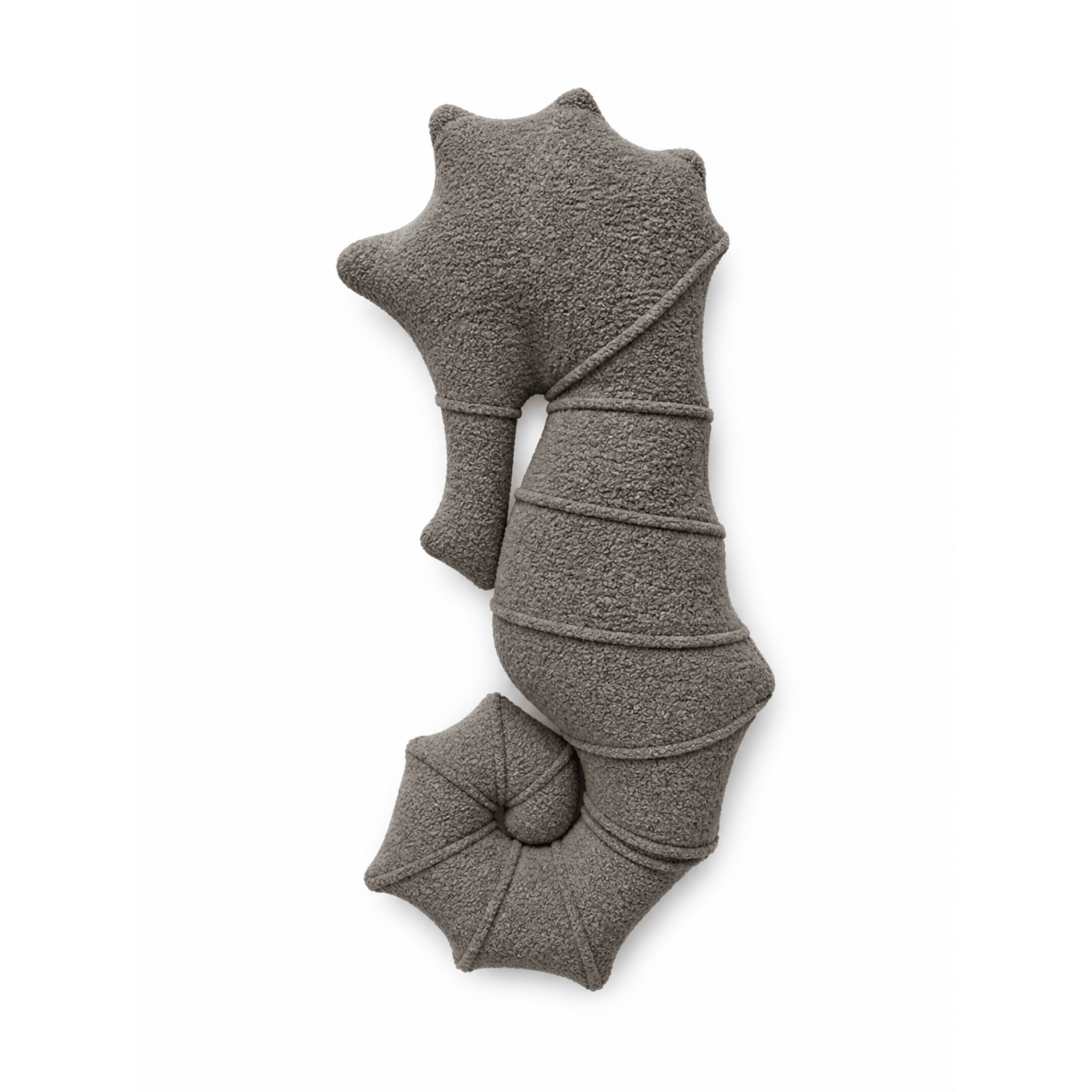 Grand coussin Hippocampe en tissu texturé bouclé