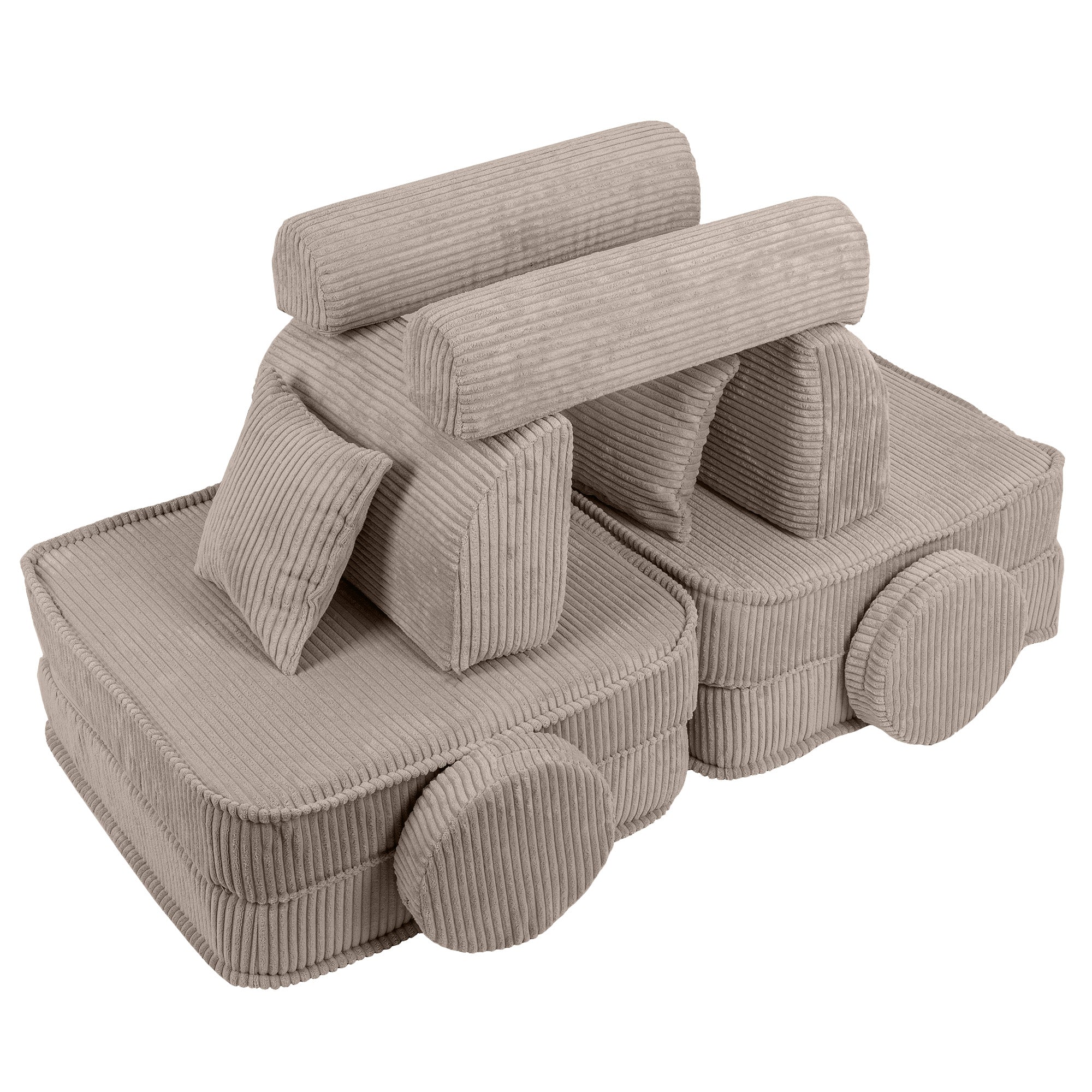 Canapé de jeu modulable Pocket 120cm en velours Corduroy à larges côtes Aesthetic | 10 Pièces