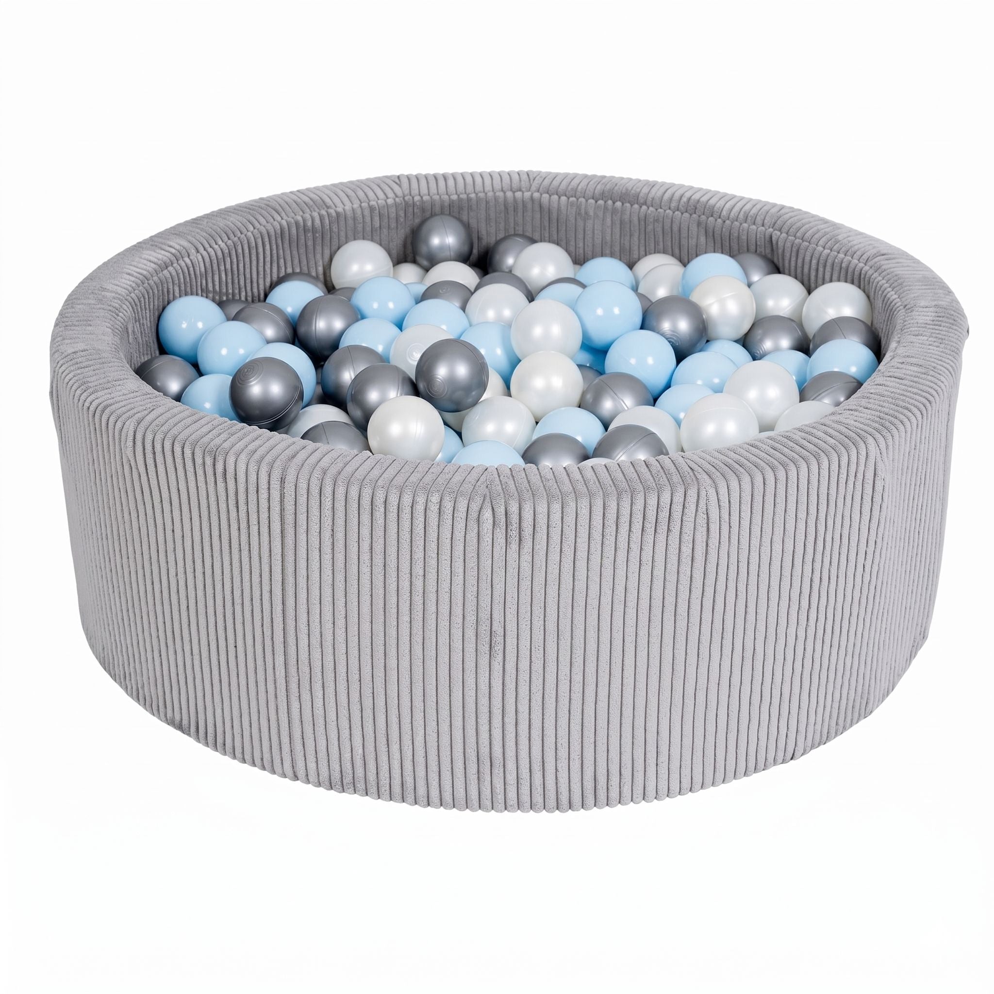 Piscine à balles Aesthetic ronde 90x30 cm en velours Corduroy à larges côtes Aesthetic, 200 balles - Gris | Balles au choix