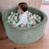 Piscine à balles Aesthetic ronde 90x30 cm en velours Corduroy à larges côtes Aesthetic, 200 balles - Olive | Balles au choix