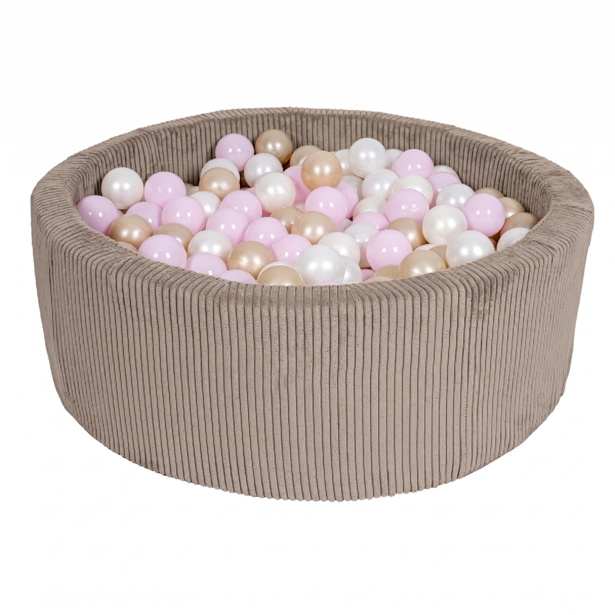 Piscine à balles Aesthetic ronde 90x30 cm en velours Corduroy à larges côtes Aesthetic, 200 balles - Taupe | Balles au choix