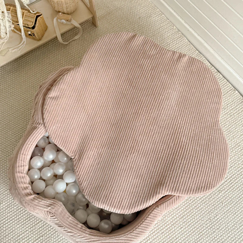 Piscine à balles Fleur 93x30 cm en velours Aesthetic, 200 balles – Rose | Balles au choix