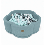 Piscine à balles Fleur 93x30 cm avec son tapis de jeu en velours Aesthetic, 200 balles – Turquoise | Balles au choix