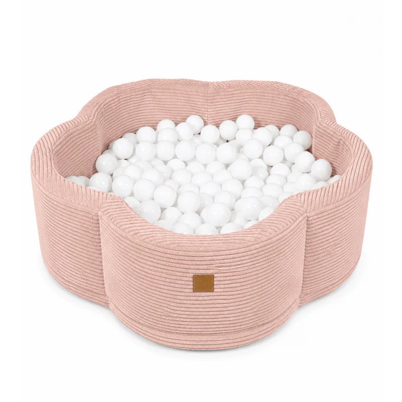 Piscine à balles Fleur 93x30 cm avec son tapis de jeu en velours Aesthetic, 200 balles – Rose | Balles au choix