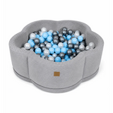 Piscine à balles Fleur 93x30 cm avec son tapis de jeu en velours Aesthetic, 200 balles – Gris | Balles au choix