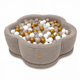 Piscine à balles Fleur 93x30 cm avec son tapis de jeu en velours Aesthetic, 200 balles – Taupe | Balles au choix
