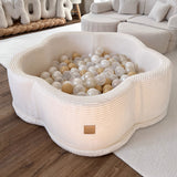Piscine à balles Fleur 93x30 cm avec son tapis de jeu en velours Aesthetic, 200 balles – Crème | Balles au choix