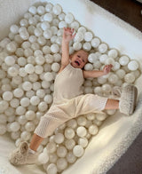 Piscine à balles carrée 90x90 cm en bouclette, 300 balles - Blanc | Balles au choix