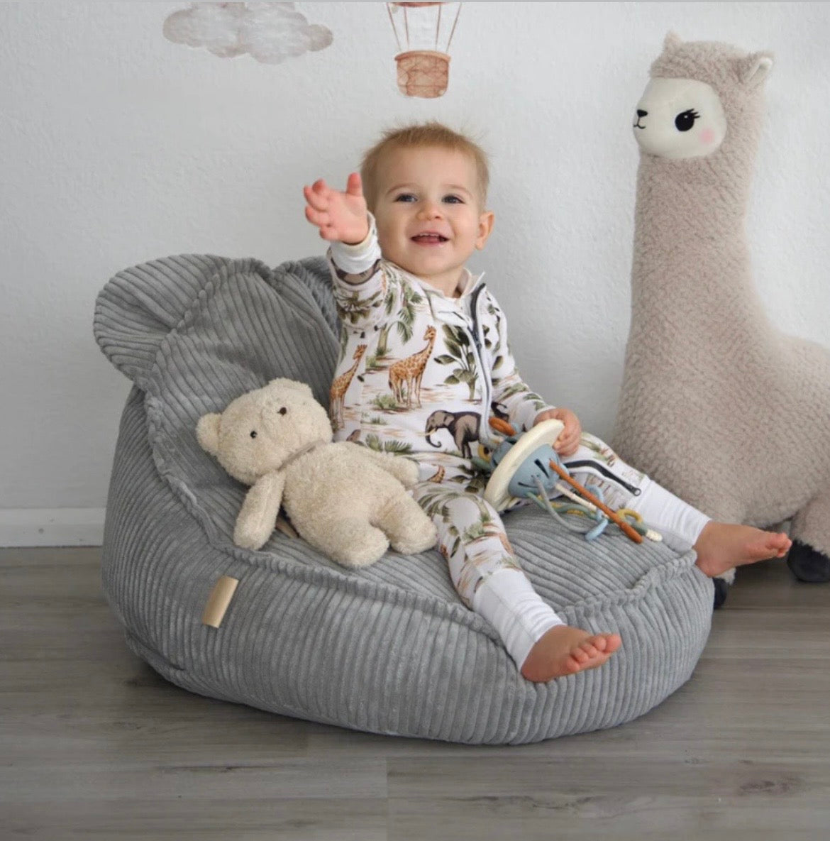 Pouf Ours en velours Corduroy à larges côtes Aesthetic