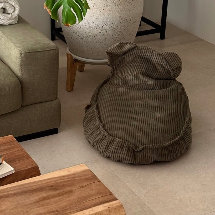 Pouf Ourson en velours Corduroy à larges côtes Aesthetic