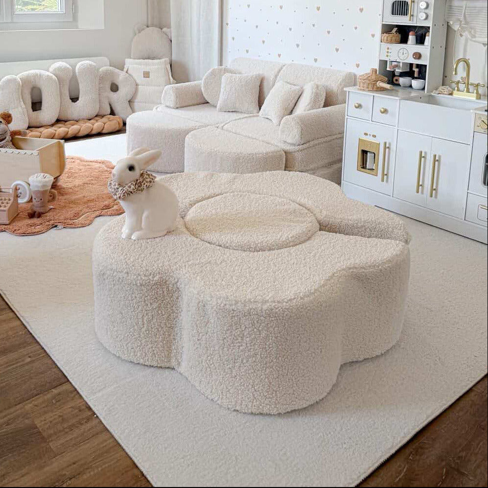 Pouf de motricté modulable Fleur en peluche Bearly | 3 pièces