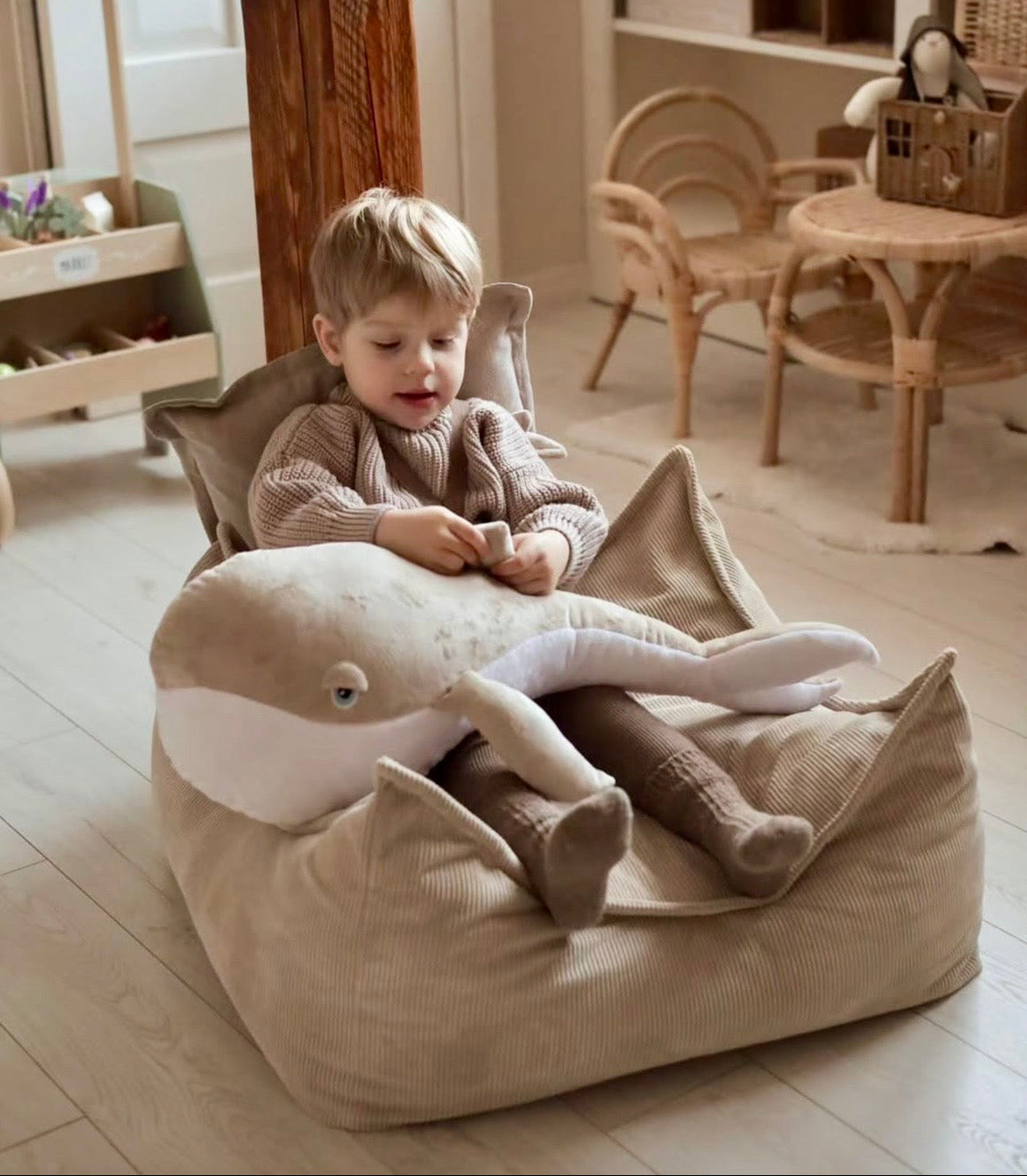 Coussin de sol carré en velours Corduroy à fines côtes Slimcord