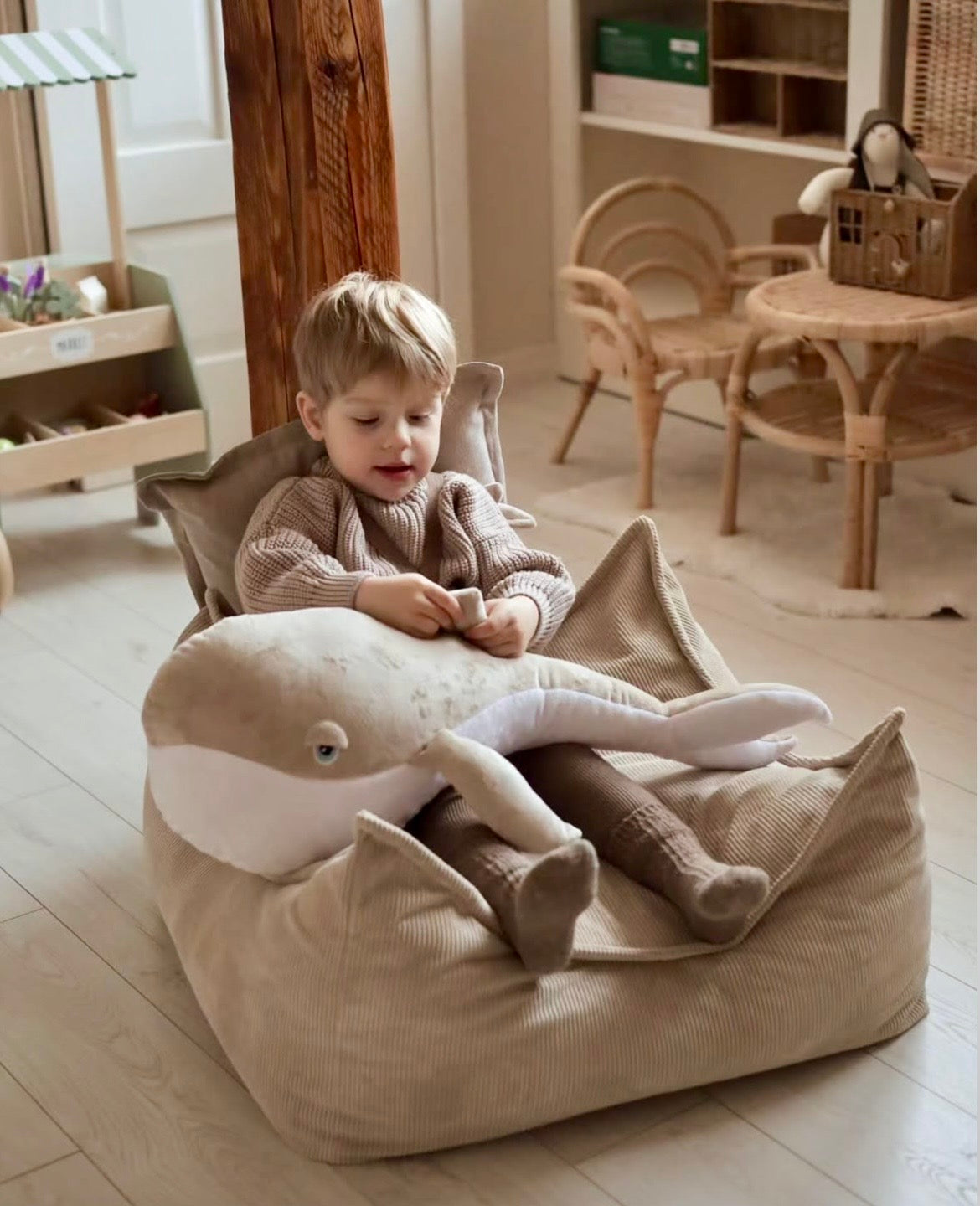 Coussin de sol carré en velours Corduroy à fines côtes Slimcord