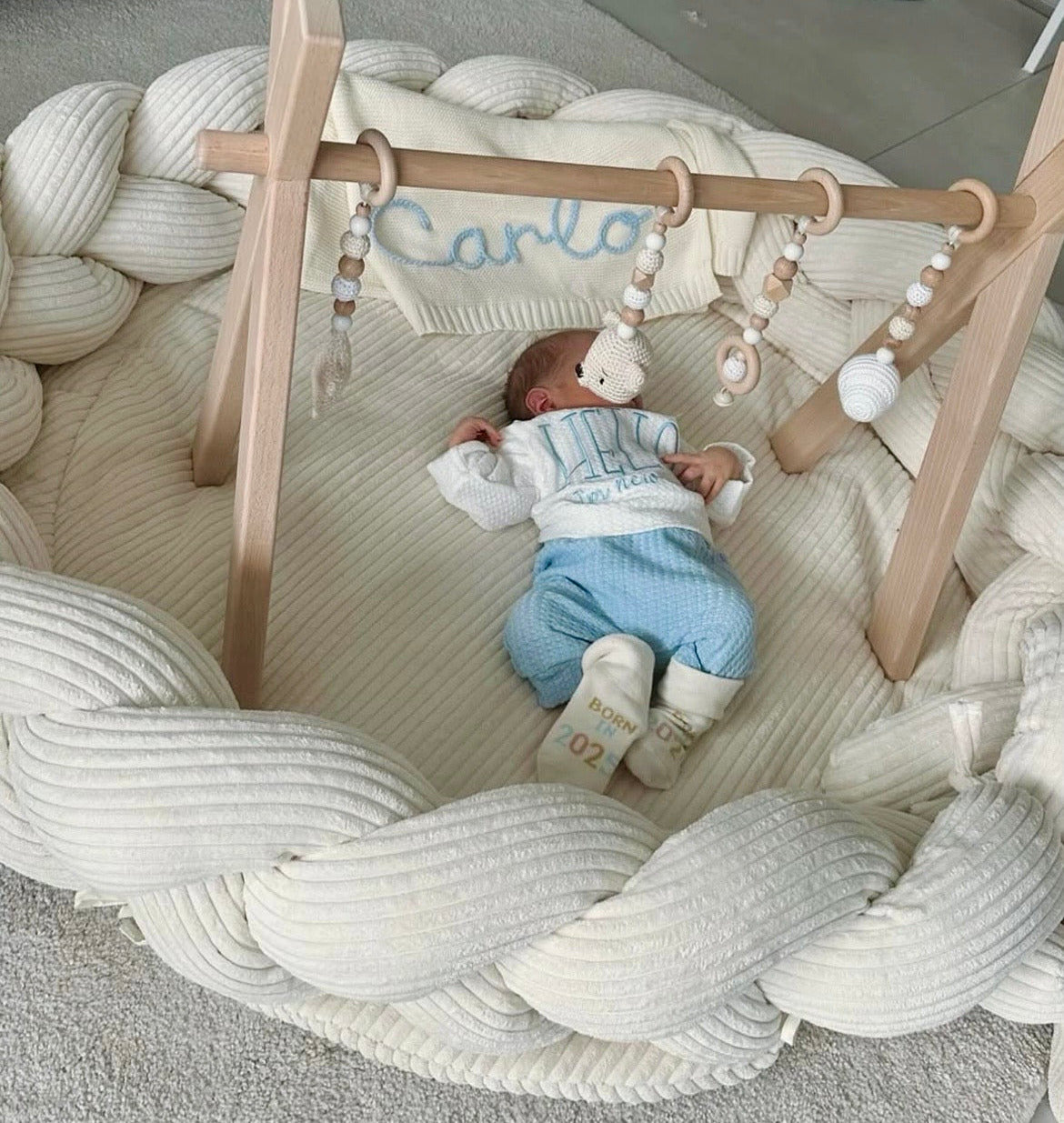 Tapis d'éveil cocon pour bébé en velours Corduroy à larges côtes Aesthetic