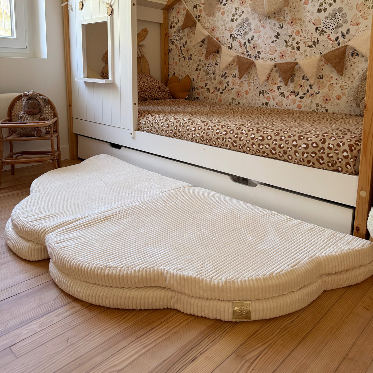 Tapis de jeu et d'éveil épais en velours Corduroy à larges côtes Aesthetic | Nuage
