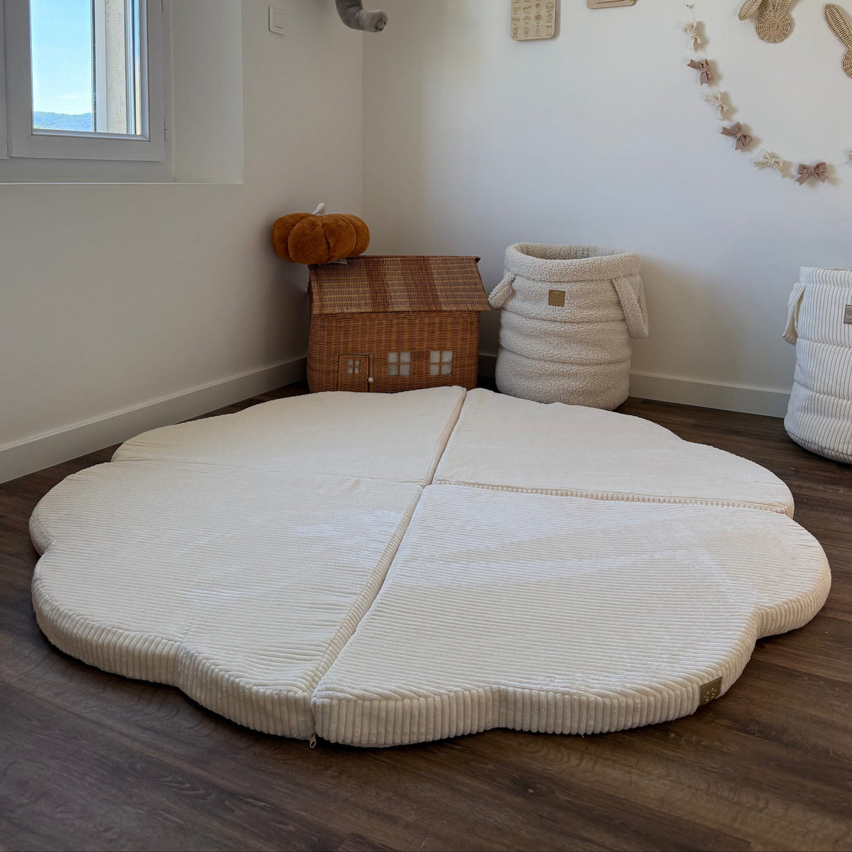 Tapis de jeu et d'éveil épais en velours Corduroy à larges côtes Aesthetic | Nuage