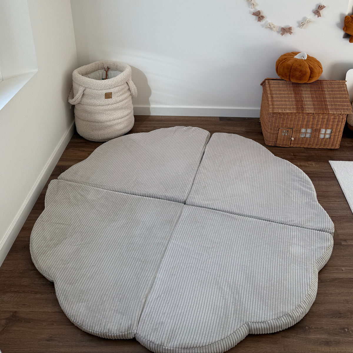 Tapis de jeu et d'éveil épais en velours Corduroy à larges côtes Aesthetic | Nuage