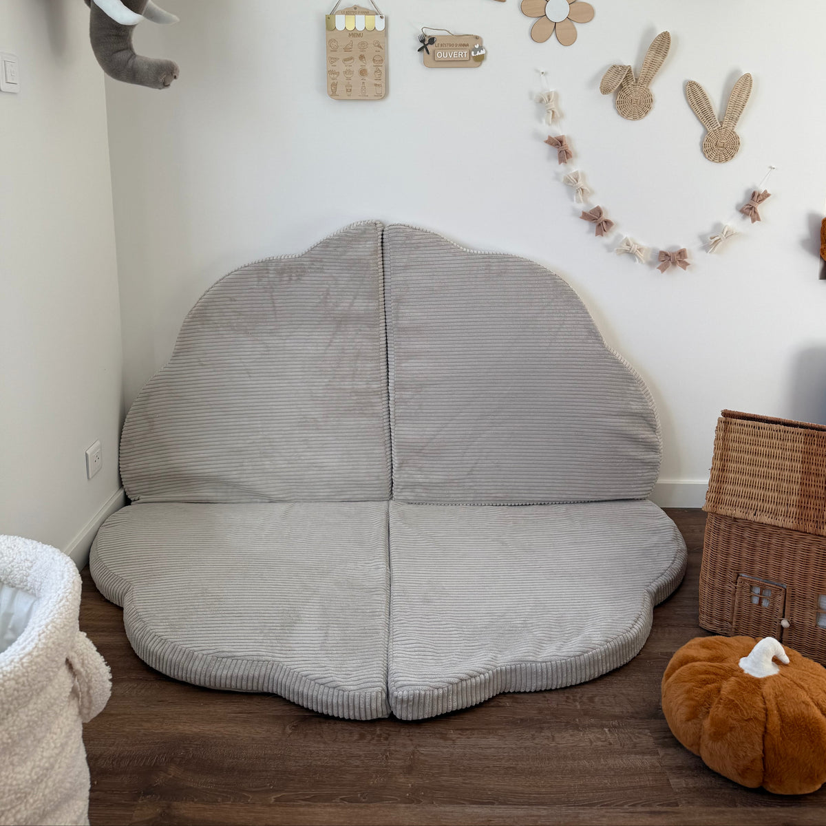 Tapis de jeu et d'éveil épais en velours Corduroy à larges côtes Aesthetic | Nuage