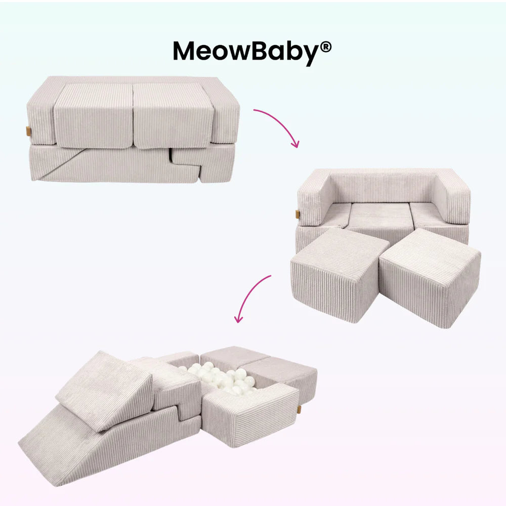 Canapé de jeu modulable Brick 100cm en velours Corduroy à larges côtes Aesthetic | 6 Pièces