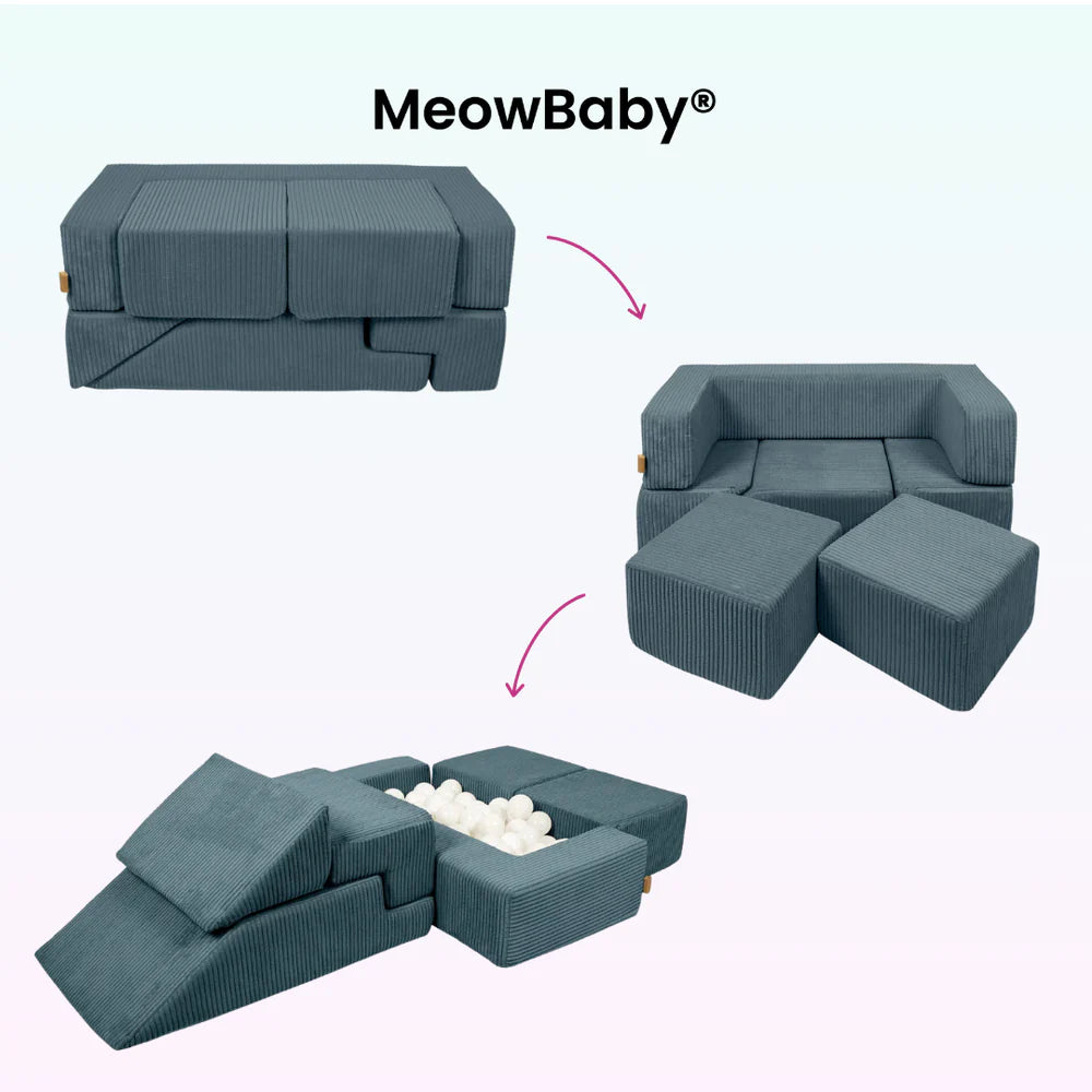 Canapé de jeu modulable Brick 100cm en velours Corduroy à larges côtes Aesthetic | 6 Pièces