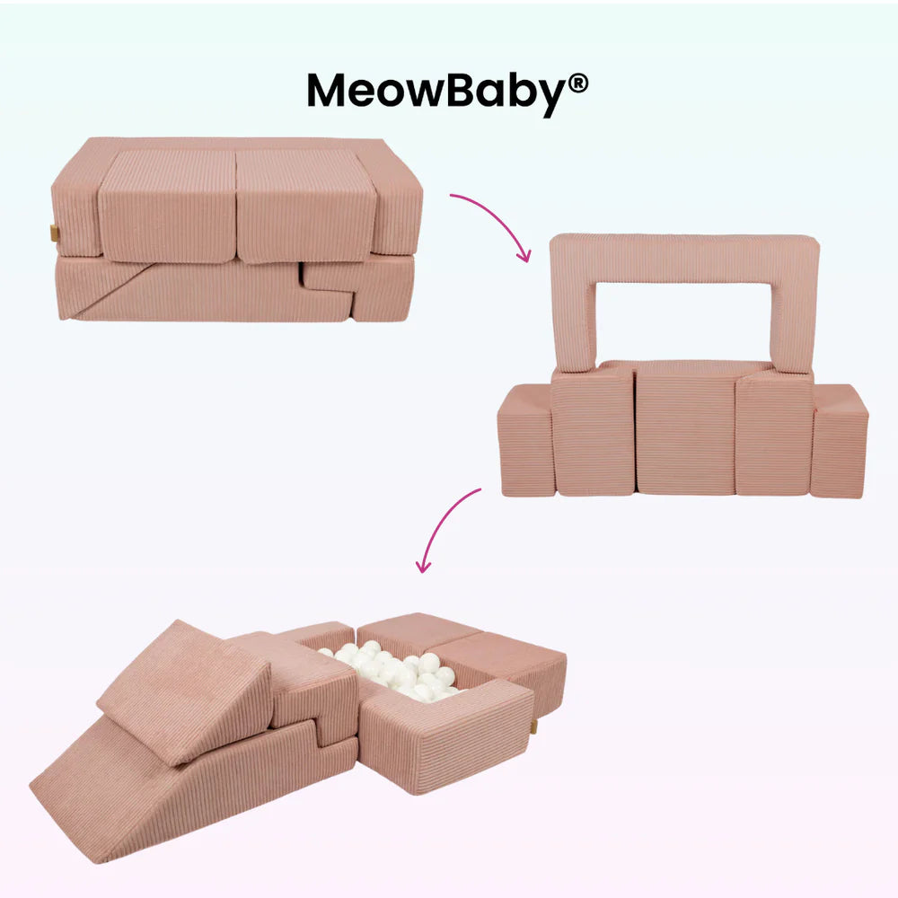 Canapé de jeu modulable Brick 100cm en velours Corduroy à larges côtes Aesthetic | 6 Pièces