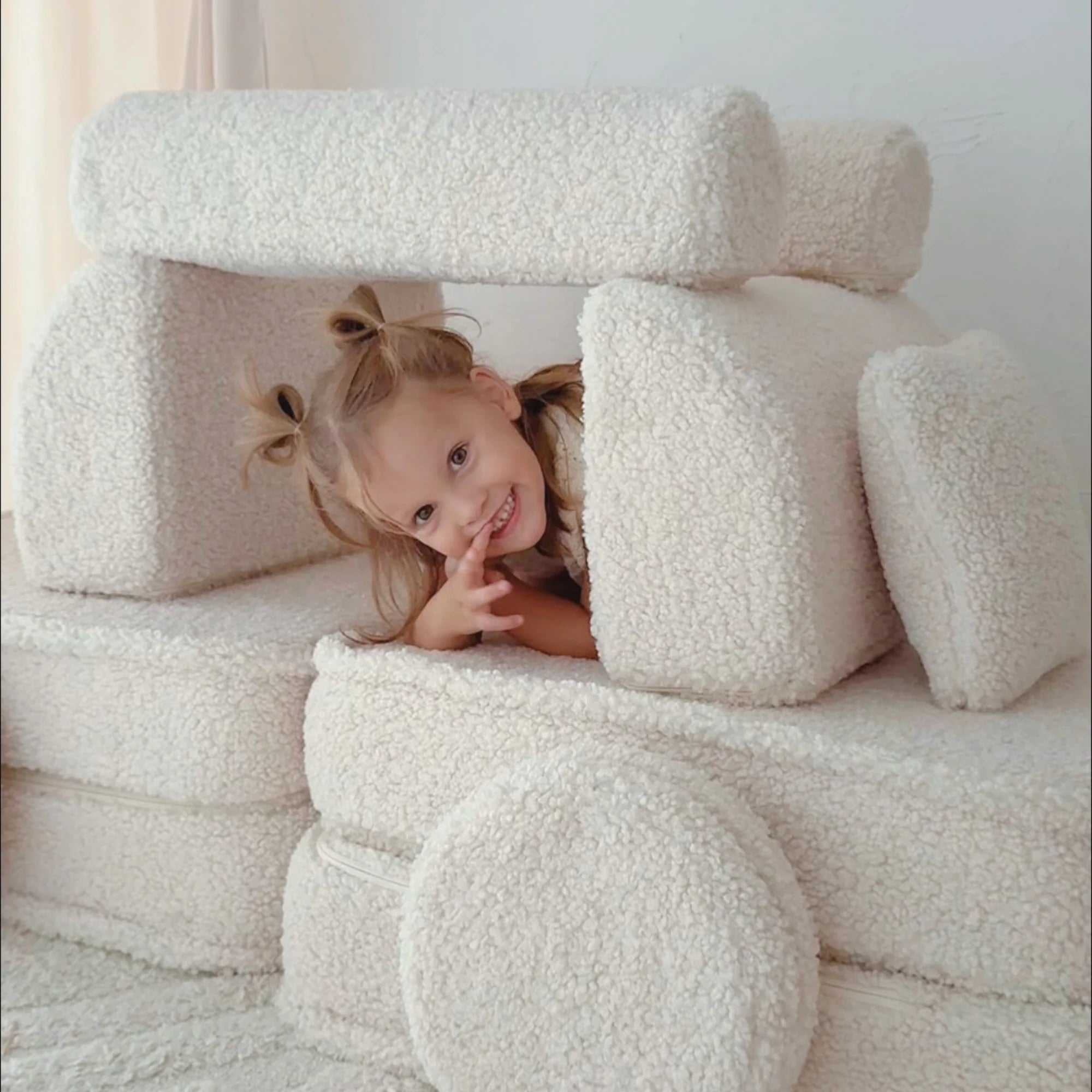 Canapé de jeu modulable Pocket 120cm en peluche Bearly | 10 Pièces